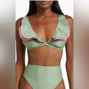 Farm Rio Ruffle Bikini Top, Size Medium , $$115